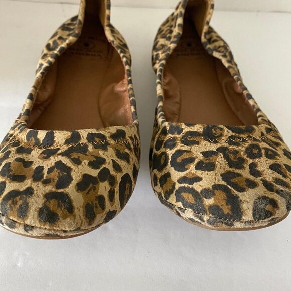 Lucky Brand Women's Emmie Tan Black Leopard Print Leather Ballet Flats Size 6.5 - Picture 6 of 11
